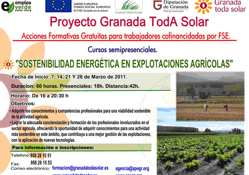 Cursos semipresenciales: sostenibilidad energética en explotaciones agrícolas