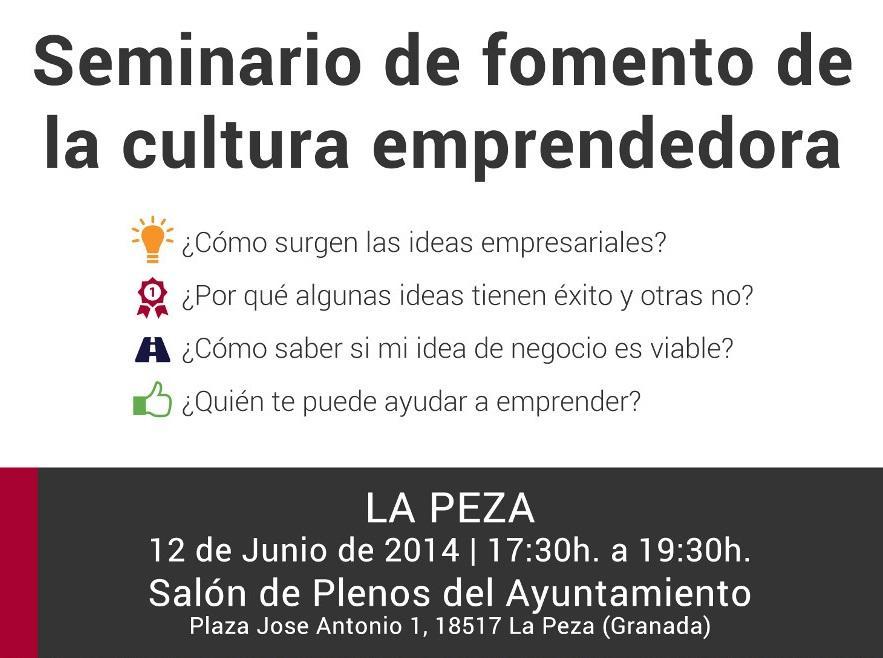 La Peza acoge un nuevo Seminario para el Fomento de la Cultura Emprendedora el 12 de junio
