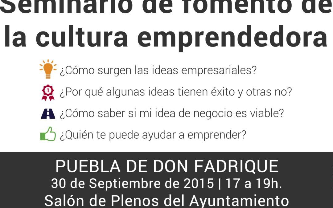 Seminario de Fomento de la Cultura Emprendedora en Puebla de Don Fadrique